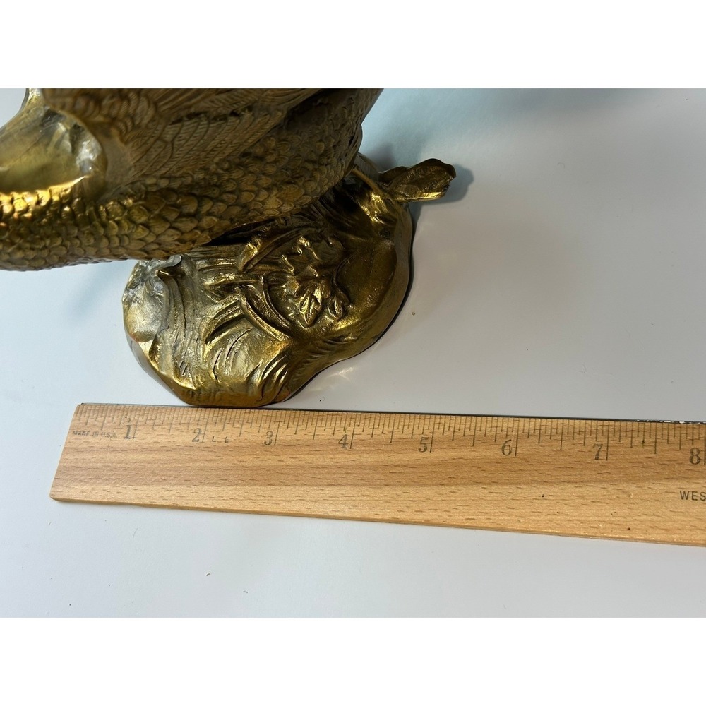 Vintage MCM Heavy Brass Duck Figurine Flying Bird Sculpture Home Decor - Picture 11 of 13